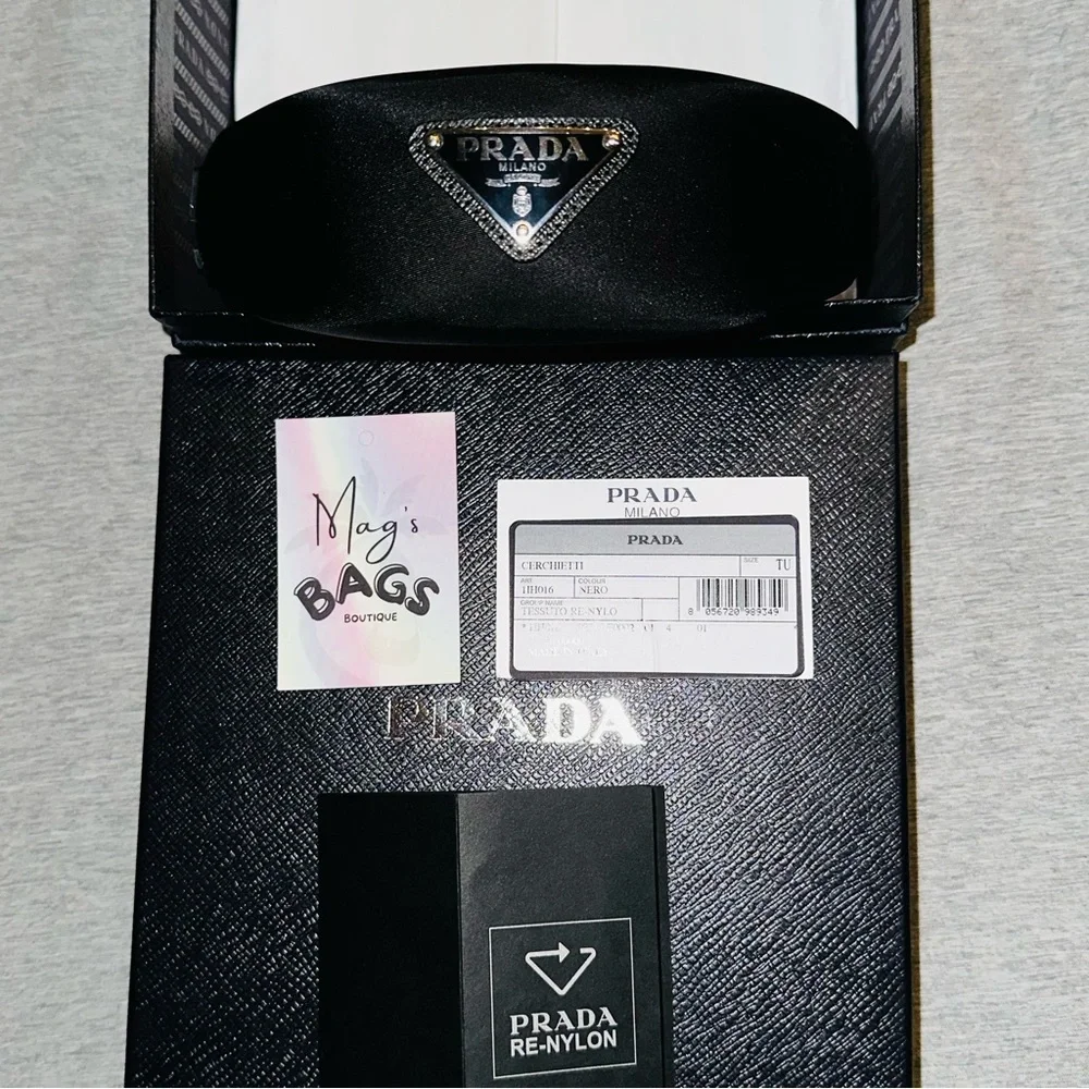 Prada: Re-Nylon Logo 2021 Black Oversized Puffy Headband (NWT) - Picture 4 of 16